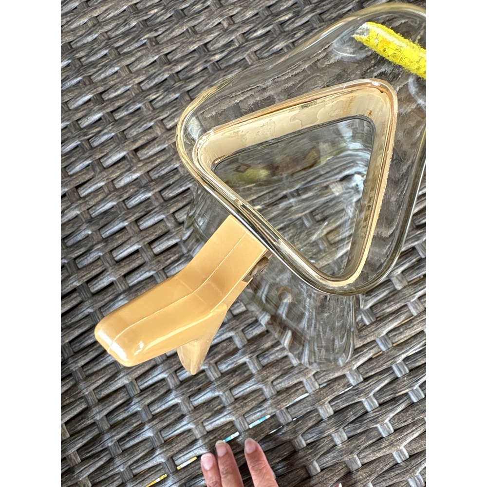 Vintage Inland Glass Triangle Carafe Pitcher Gold Atomic Diamond MCM 9.5in Retro - Picture 7 of 10